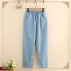 Bear Embroidery Straight-fit Jeans