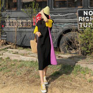 Round-neck Color-block T-shirt Dress