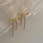Rhinestone Alloy Bow Earring 1 Pair - As Shown In Figure - One Size