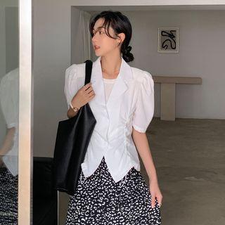 Puff-sleeve Shirred Blazer