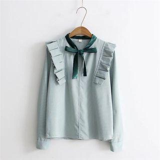 Pinstriped Bow Accent Shirt