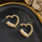 Heart Faux Pearl Alloy Earring 1 Pair - Silver Needle - Gold - One Size