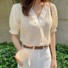 Lace-trim Pintuck-front Blouse