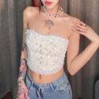 Lace Trim Floral Cropped Tube Top