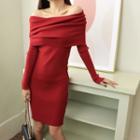 Cold Shoulder Sweater Sheath Dress