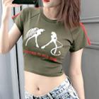 Printed Cropped Short-sleeve T-shirt