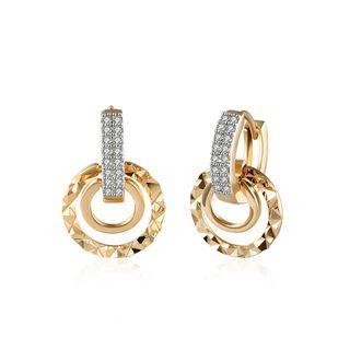 Fashion Romantic Plated Champagne Gold Geometric Round Earrings With Cubic Zircon Champagne - One Size