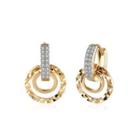Fashion Romantic Plated Champagne Gold Geometric Round Earrings With Cubic Zircon Champagne - One Size