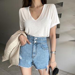 [the Denim] Mid-rise Denim Shorts