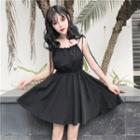 Shoulder-tie A-line Minidress