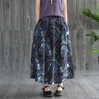 Printed A-line Maxi Skirt As Shown In Figure - One Size