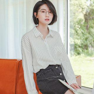 Striped Shirt Light Gray Stripes - White - One Size