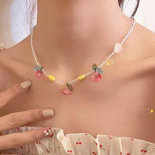 Floral Necklace Red & Yellow - One Size