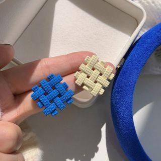 Geometric Asymmetrical Alloy Earring 1 Pair - Blue & White - One Size