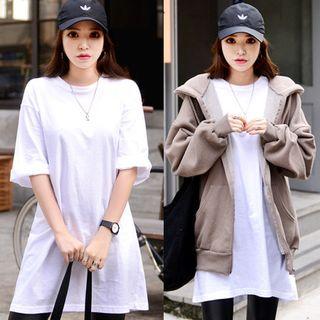 3/4-sleeve Cotton Long T-shirt