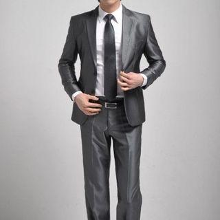 Set: Satin Plain Blazer + Dress Pants