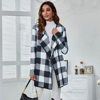 Gingham Open Front Jacket