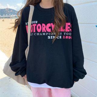 Long-sleeve Printed Sweatshirt / Plain Corduroy Sweatpants
