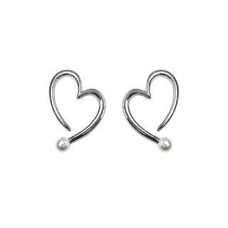 Faux Pearl Heart Alloy Earring