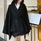Double-breasted Sashed Cape Coat