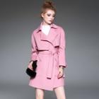 Tie-waist Layered Wool Coat