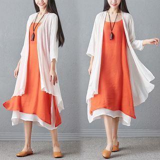 Set: Layered Dress + Long Light Jacket