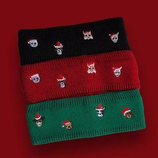 Cartoon Embroidered Knit Headband