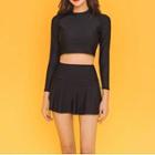 Set: 3/4-sleeve Swim Top + Skim Skirt