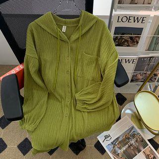 Plain Loose Fit Hooded Jacket