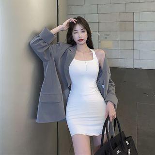One Buttoned Blazer / Spaghetti Strap Dress