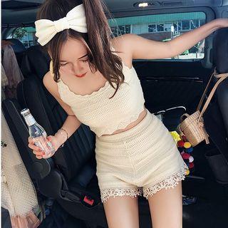 Set: Cropped Knit Top + Knit Shorts
