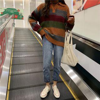 Stripes Polo Knit Sweater Stripe - One Size