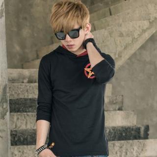 Star-print Hooded 3/4-sleeve T-shirt