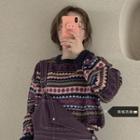 Patterned Sweater Purple - One Size