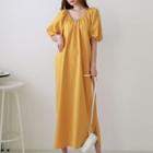 Puff-sleeve Off-shoulder Maxi Dress