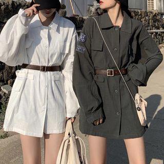 Appliqu  Cargo Jacket / Faux Leather Belt