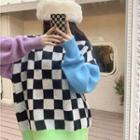 Check Color-block Loose-fit Sweater