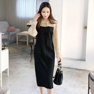 Square-neck Slit-back Jumper Dress