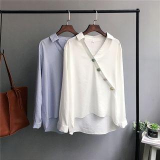 Diagonal Button Blouse