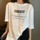 Lettering Short-sleeve T-shirt / Plain Bike Shorts