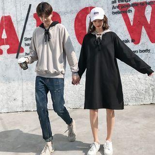 Couple Matching Contrast-color Hoodie / Dress