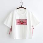 Short-sleeve Strawberry Applique T-shirt