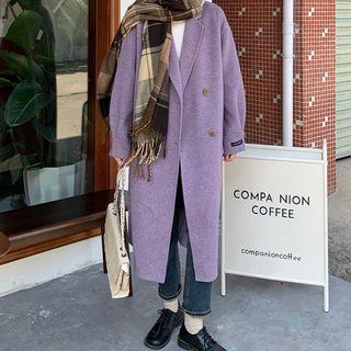 Double Breasted Long Coat Violet - One Size