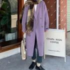 Double Breasted Long Coat Violet - One Size