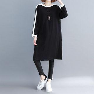 Contrast Trim Midi Shift Dress