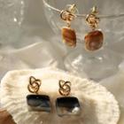 Alloy Knot Stone Square Dangle Earring