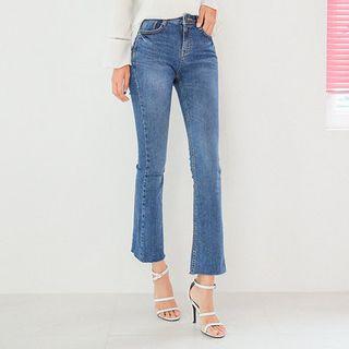 Lettering-back Semi Boot-cut Jeans
