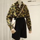 Long-sleeve Floral Print Shirt Yellow - One Size
