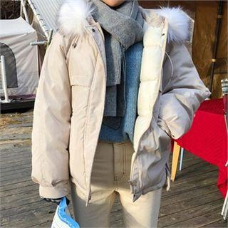 Pocket-detail Faux-fur Padded Jacket