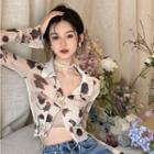 Floral Mesh Blouse Almond - One Size